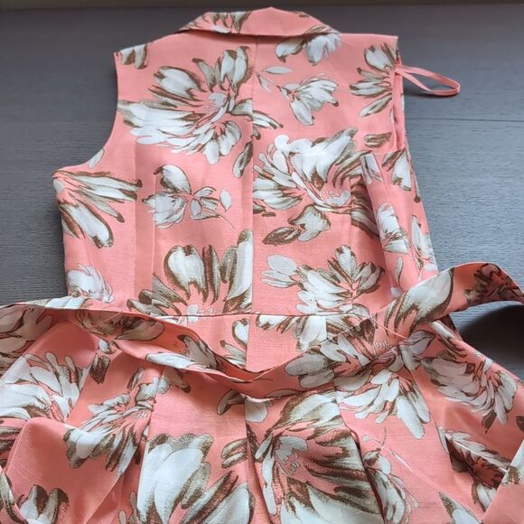 Jessica Howard Coral Floral Fit And Flare Midi Pleated  Dress M Us 8 - Picture 9 of 16